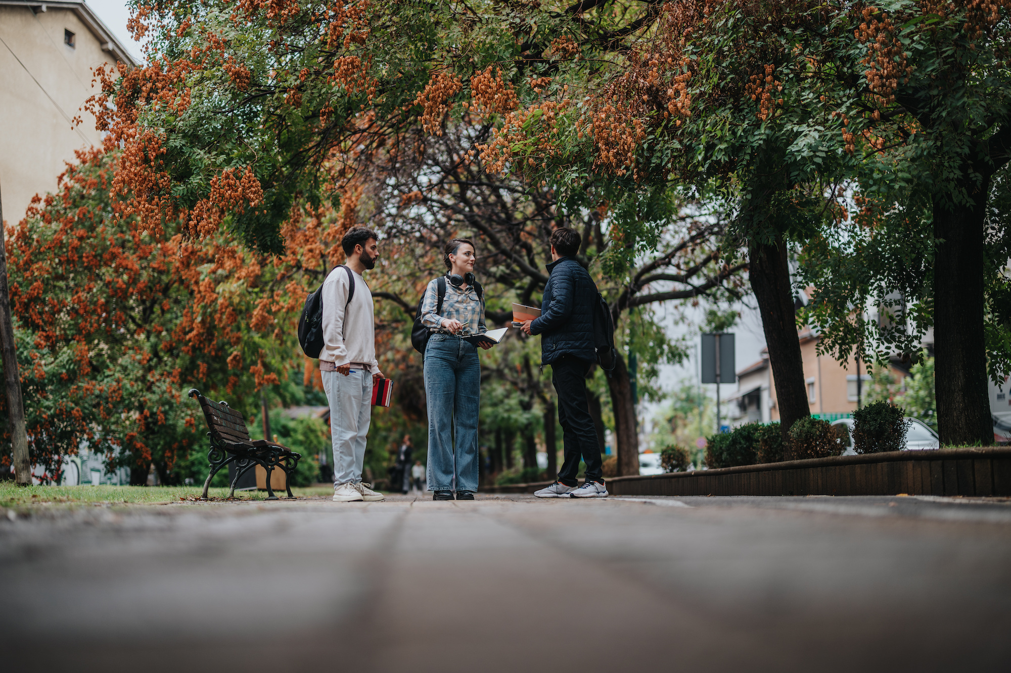 People talking on campus