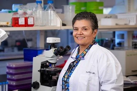 Professor in lab