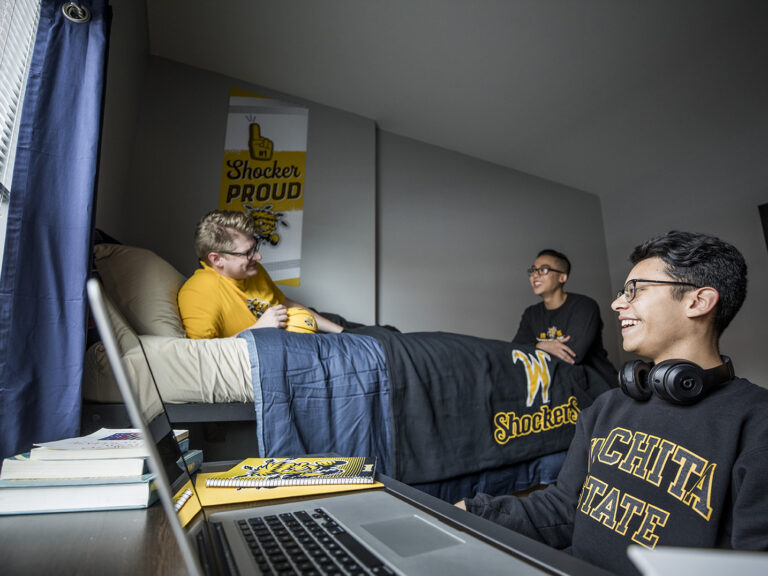 Students in a dorm room